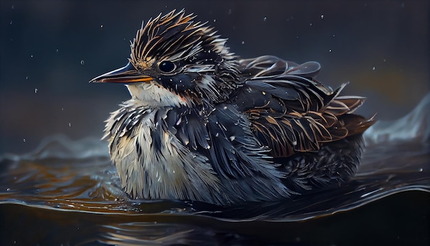 Бесплатное фото Природа зимний портрет мокрая чайка сидит спокойно генеративный ии