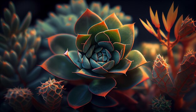 Natures beauty in close up a succulent plant generative AI