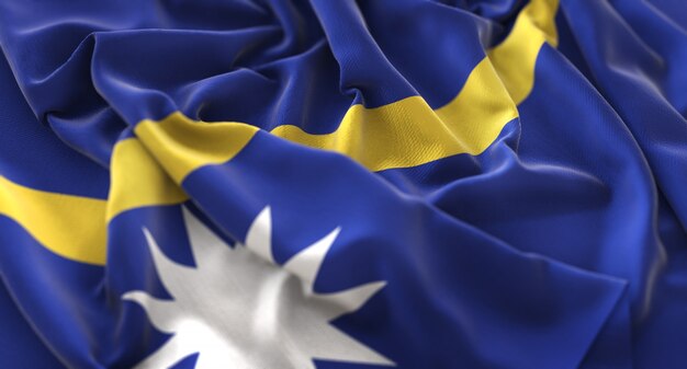 Nauru Flag Ruffled красиво машет макрос крупным планом выстрел