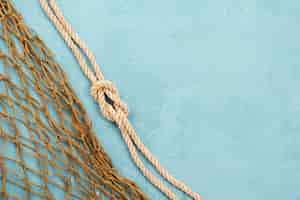 Бесплатное фото Морская веревка и рыболовная сеть