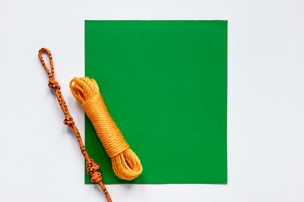 Nautical rope knots green copy space card