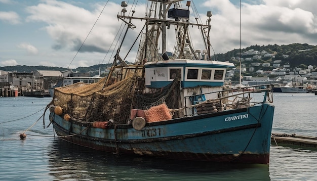 Free photo nautical vessel fishing water outdoors nature fishing industry transportation trawler generated by artificial intelligence