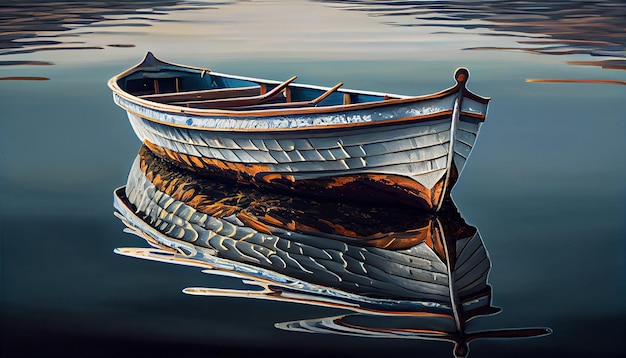 Free photo nautical vessel reflects peaceful autumn landscape on pond generated by ai