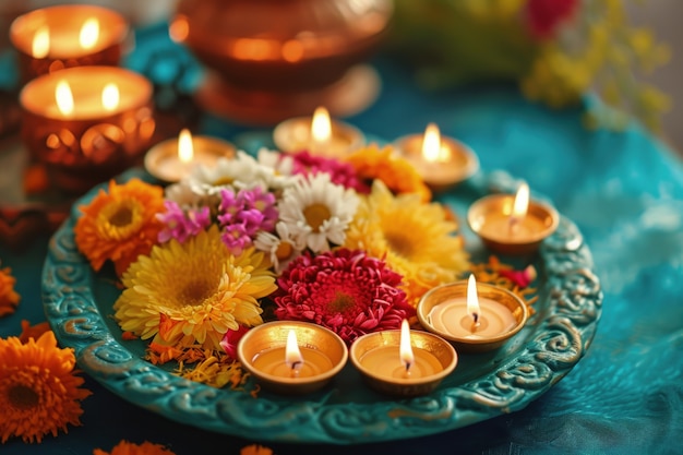 Free photo navratri decoration with candles