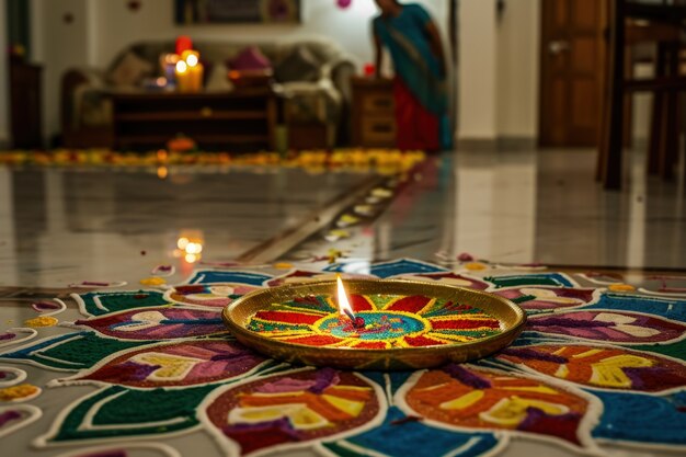 Высокодетализированное украшение свечи Наваратри