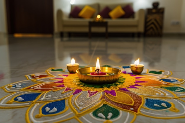 Foto gratuita decorazione delle candele navratri altamente dettagliata