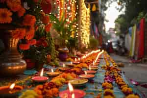 Free photo navratri highly detailed candle decoration