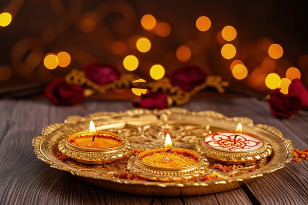 Free photo navratri highly detailed candle decoration