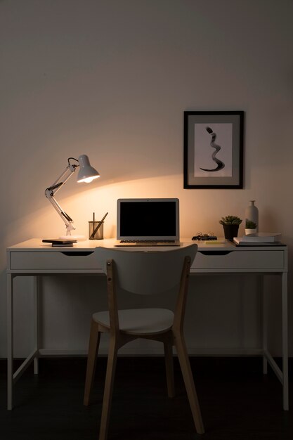 Neat and organised workspace with laptop