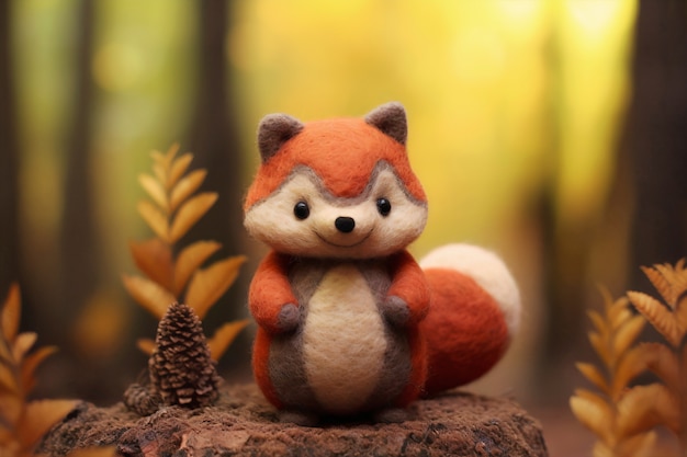 Needle felted character in nature