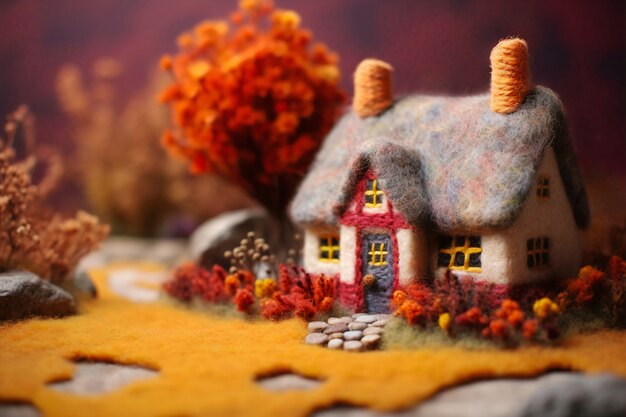 Free photo needle felted  house