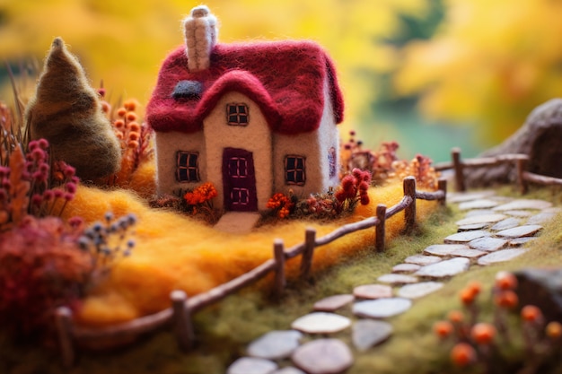 Free photo needle felted  house