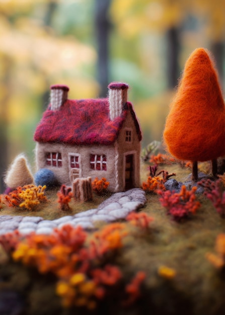 Free photo needle felted  house