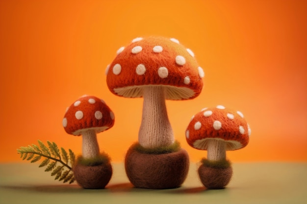Needle felted mushrooms arrangement