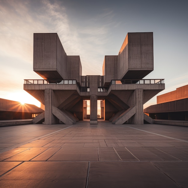 Free photo neo-brutalism inspired building