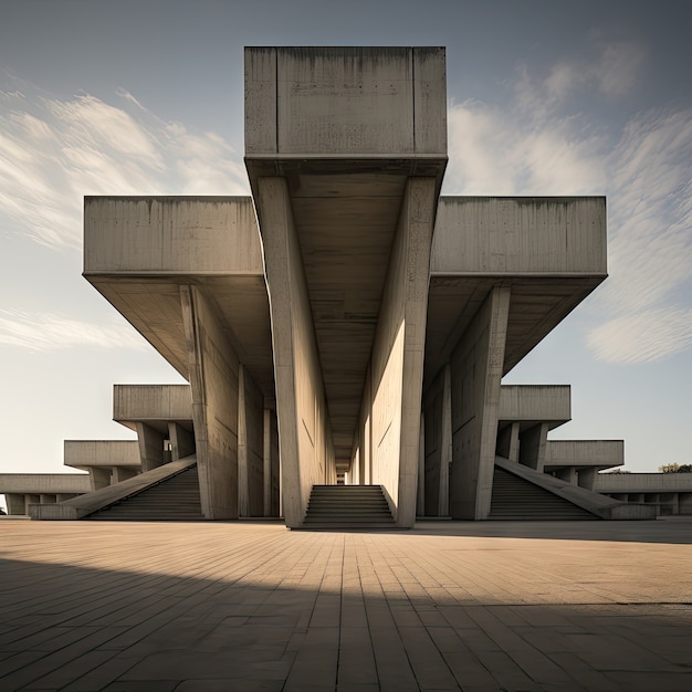 Foto gratuita edificio ispirato al neo-brutalismo