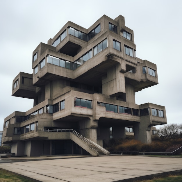 Free photo neo-brutalism inspired building