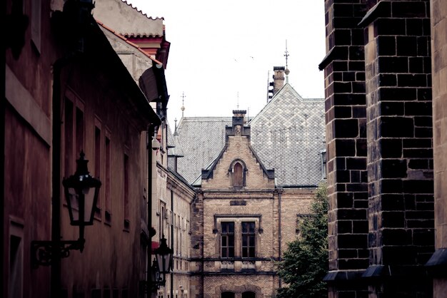 Neo-gothic house near St. George's Basilica. Prague, Czech Republic