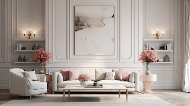 Free photo neoclassical style interior design with decor and furnishings