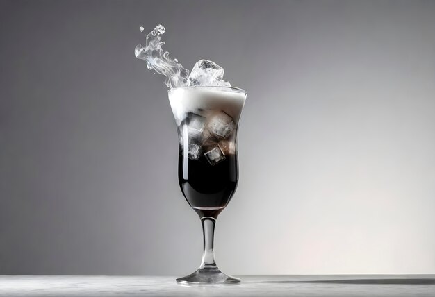 Neofuturistic style cocktail drink with smoke