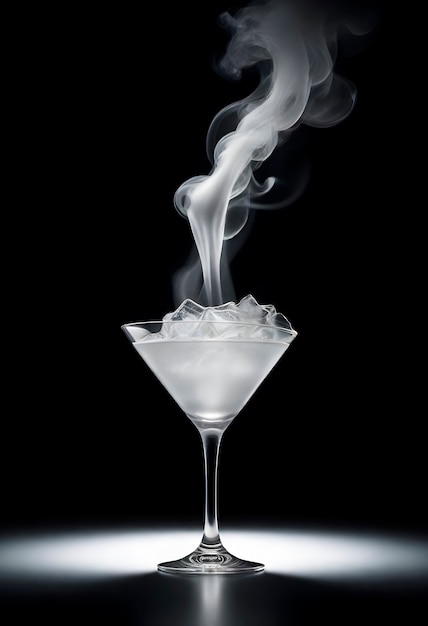 Neofuturistic style cocktail drink with smoke