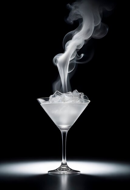 Neofuturistic style cocktail drink with smoke