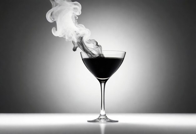 Neofuturistic style cocktail drink with smoke