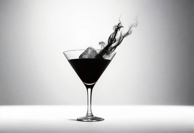 Neofuturistic style cocktail drink with smoke
