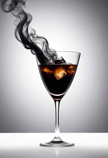 Neofuturistic style cocktail drink with smoke