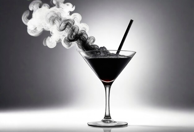 Neofuturistic style cocktail drink with smoke