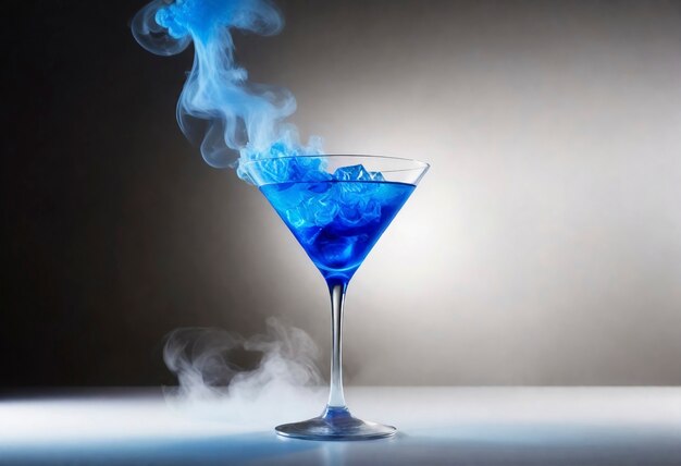 Neofuturistic style cocktail drink with smoke