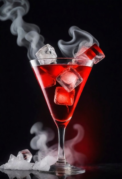 Neofuturistic style cocktail drink with smoke