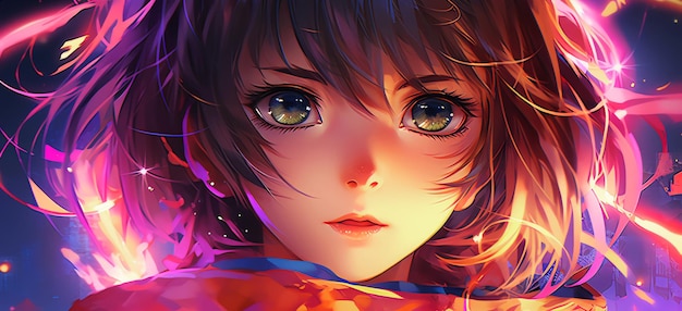 neon light girl AI generated image