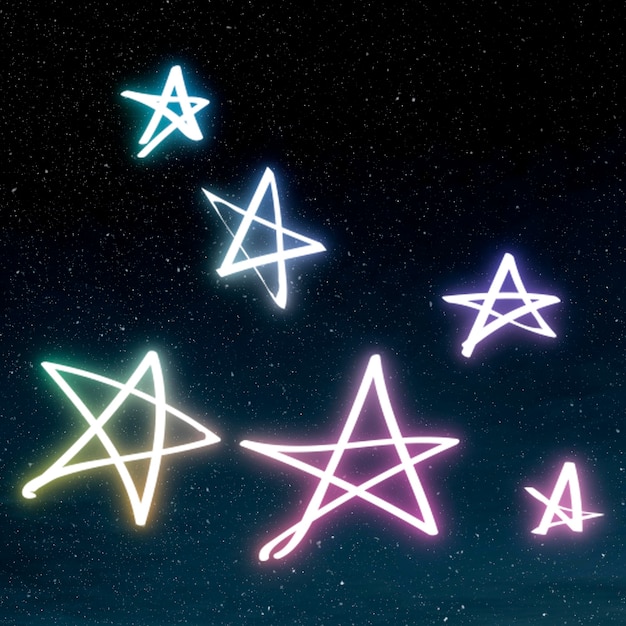 Бесплатное фото Значок звезды неонового радужного света