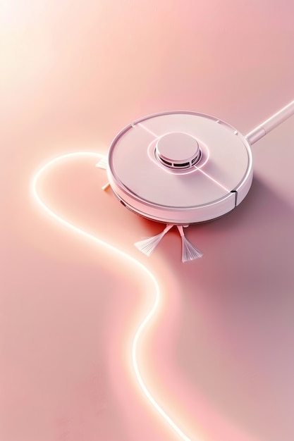 Free photo neon robot vacuum cleaner