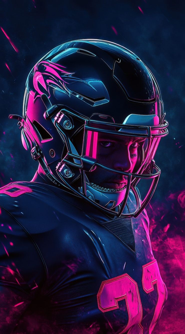 Free Photo neon style  american football player