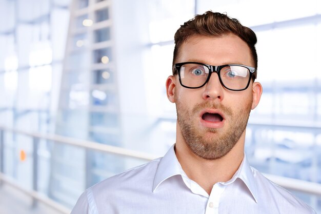 Nerd businessman in glasses