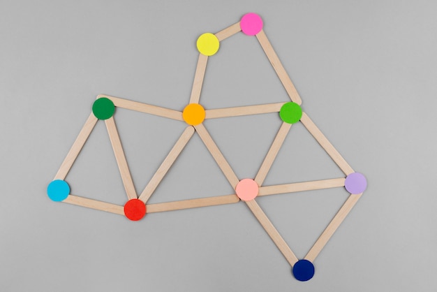 Network concept with colorful dots above view