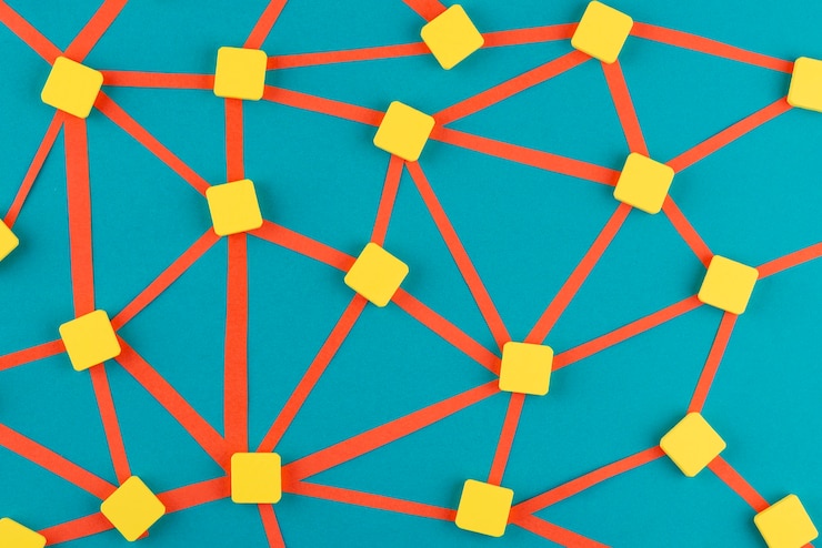 Free Photo network concept with yellow squares