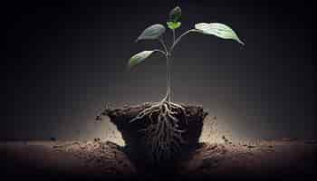 Free photo new life emerges with seedling growth and roots generative ai