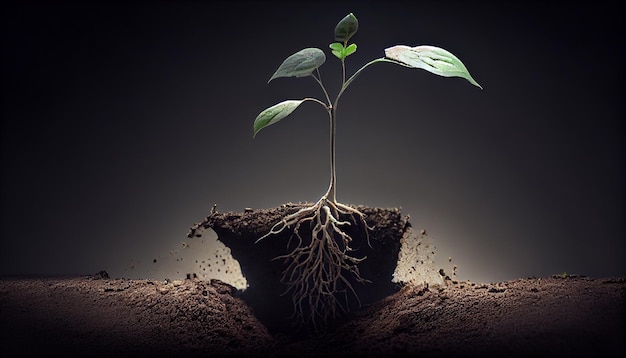 New life emerges with seedling growth and roots generative AI