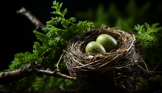 New life hatching in nature nest celebrating success and growth generated by artificial intelligence