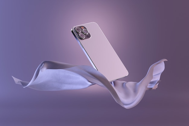 Бесплатное фото Новый смартфон, балансирующий тканью