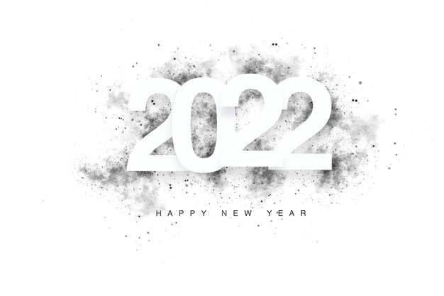 New year 2022 sign with black watercolor painting