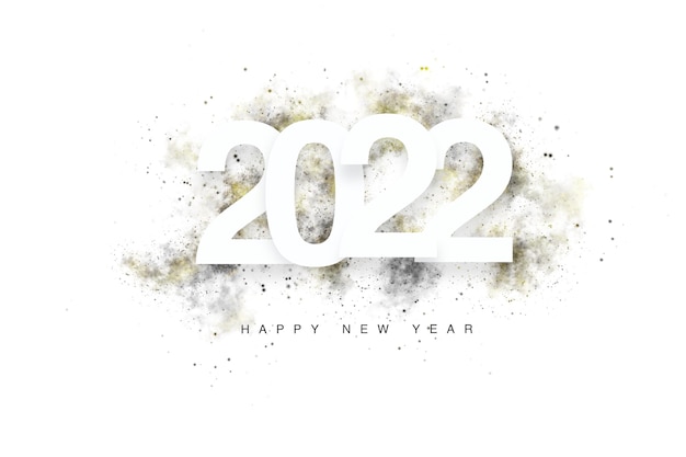 New year 2022 sign with golden and black watercolor painting