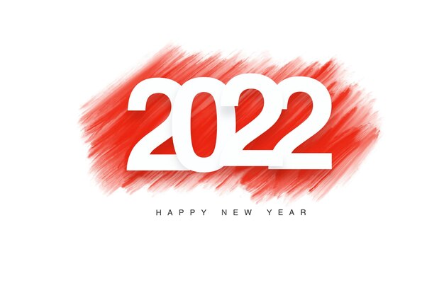 赤い水彩画で新年2022サイン