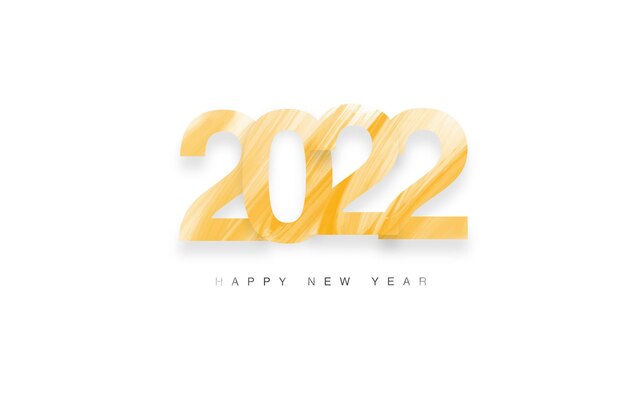 New year 2022 sign with yellow watercolor painting