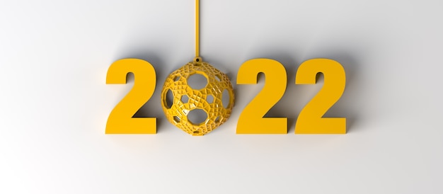 New year 2022 with christmas ball. festive christmas banner. 3d illustration.