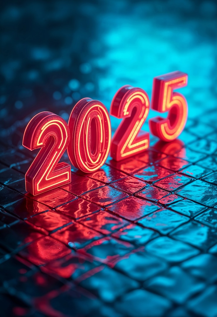 Free Photo new year 2025 neon wallpaper