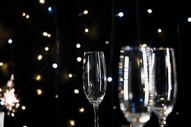 New year background with champagne glasses